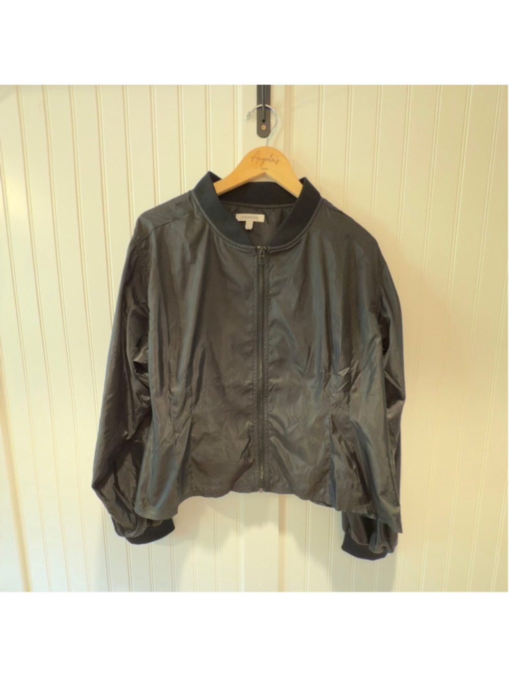 NWT Good American Women's Windbreaker Black Moto Cinched Waist Size 5